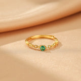 Bague Émeraude Forêt Enchantée en Argent Plaqué Or 18K - Biloria