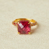 Bague en Cornaline et Argent Plaqué Or – Bijou Rétro - Biloria