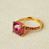 Bague en Cornaline et Argent Plaqué Or – Bijou Rétro - Biloria
