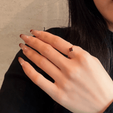 Bague Grenat Courbe Ardente Argent Plaqué Or - Biloria