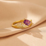 Bague Grenat ou Améthyste – Argent Plaqué Or, Taille 57 mm - Biloria