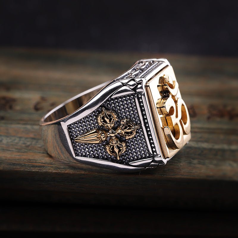 Bague Homme Six Mantras Argent 925 – Sagesse et Protection Spirituelle - Biloria