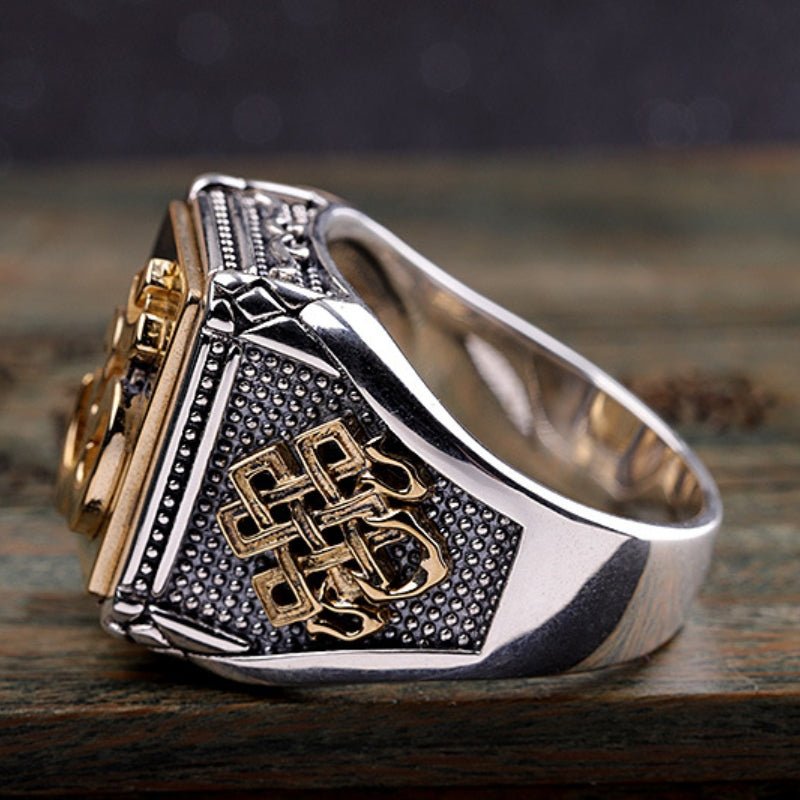 Bague Homme Six Mantras Argent 925 – Sagesse et Protection Spirituelle - Biloria