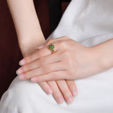 Bague Jade avec Pierre Naturelle en Argent Plaqué Or - Biloria