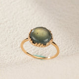 Bague Labradorite Malachite Argent Plaqué Or – Bijou Feng Shui - Biloria