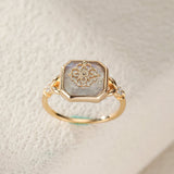 Bague Labradorite Pierre Naturelle Carrée Argent Plaqué Or 10 mm - Biloria