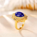Bague Lapis Lazuli Zircon – Argent Plaqué Or, Bijou Sérénité - Biloria
