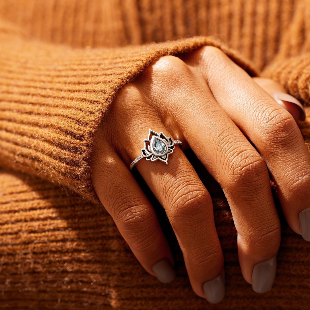 Bague Lotus Le Renouveau en Argent S925 avec Zircon - Biloria