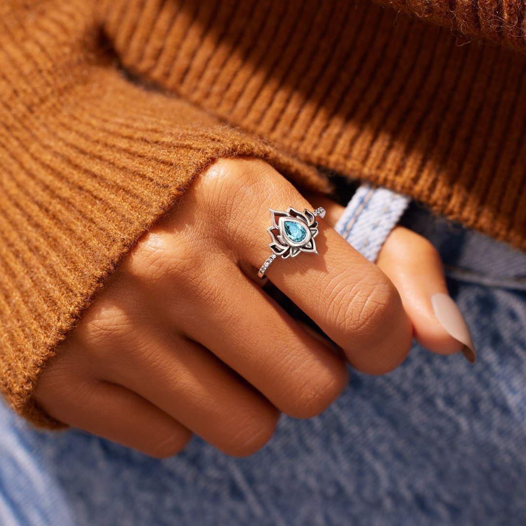 Bague Lotus Le Renouveau en Argent S925 avec Zircon - Biloria