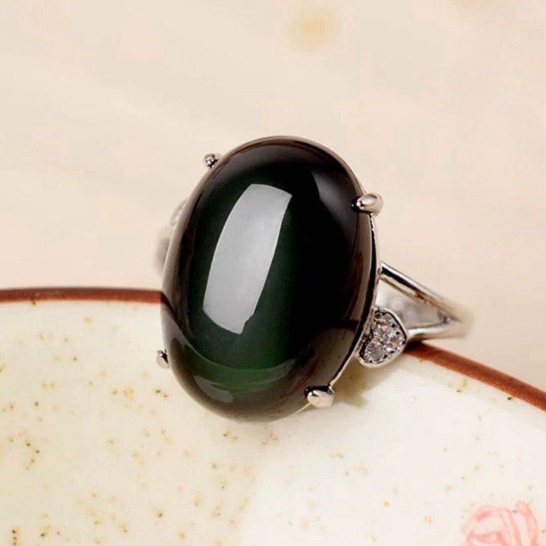 Bague Obsidienne Arc en Ciel Argent 925 – Protection Émotionnelle - Biloria