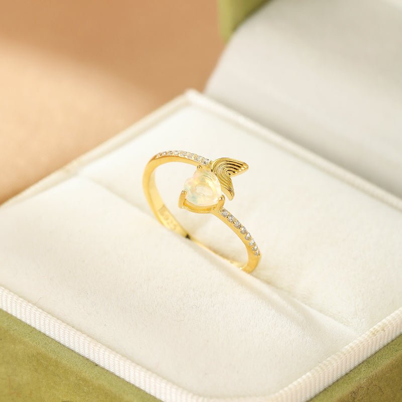 Bague Opale Cœur en Argent 925 – Bijou Ajustable Sirène - Biloria