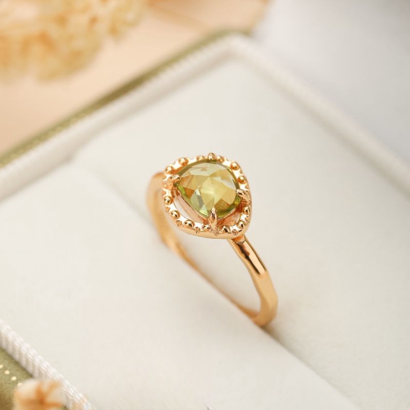 Bague Péridot Renaissance argent plaqué or tailles 49 à 56 - Biloria