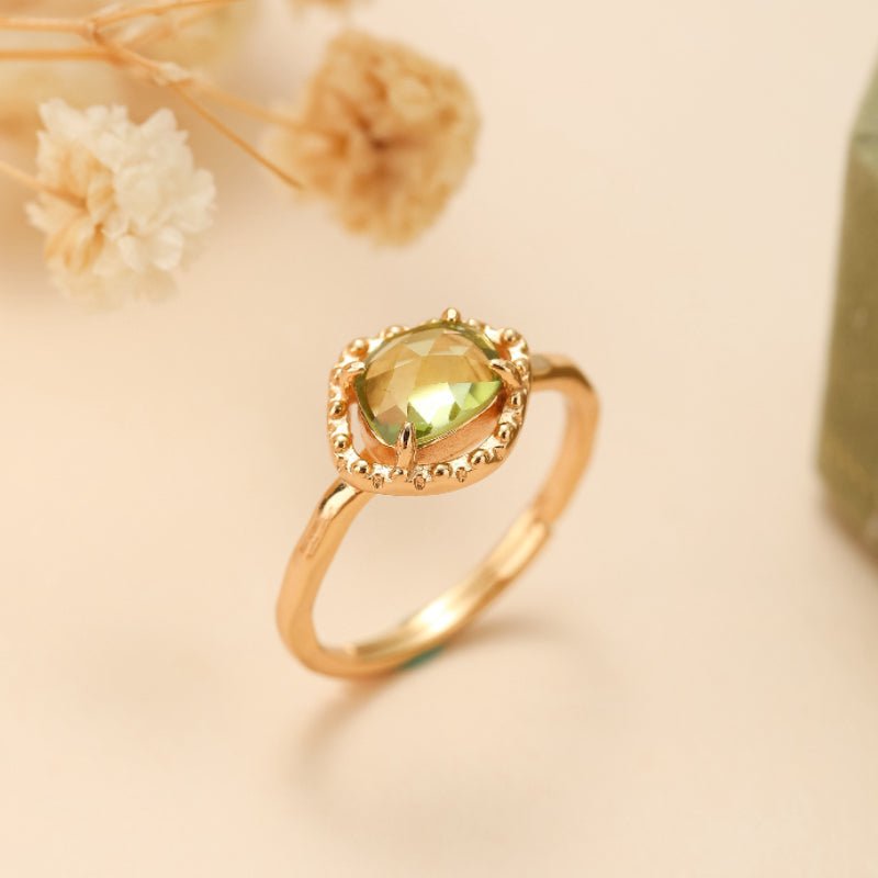Bague Péridot Renaissance argent plaqué or tailles 49 à 56 - Biloria