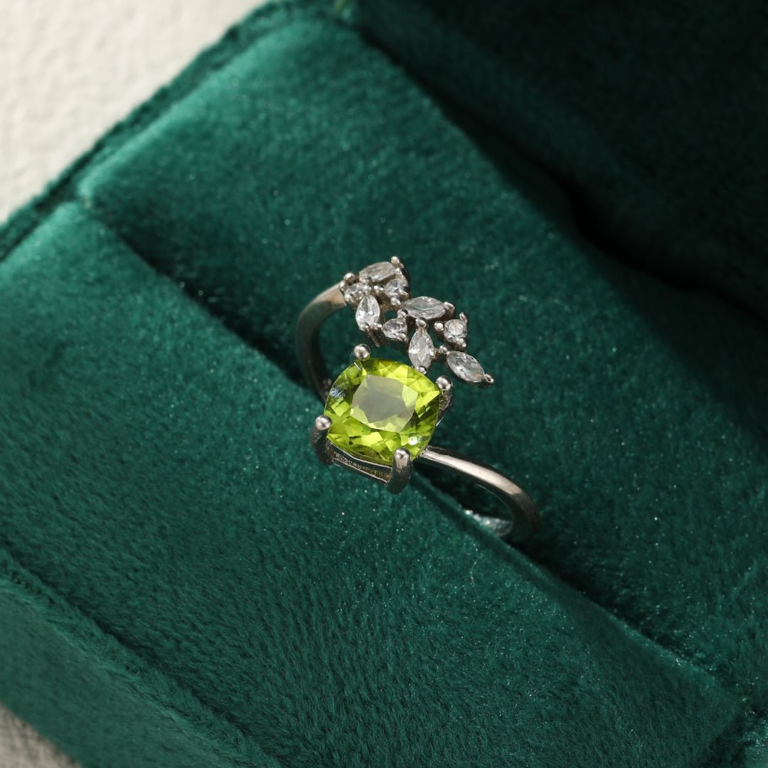 Bague Péridot Verte Naturelle Argent 925 – Bijou Ajustable - Biloria
