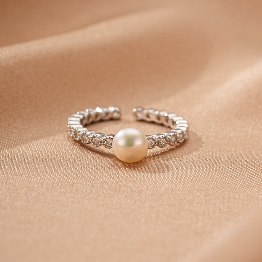 Bague Perle et Zircon Argent 925 Ajustable - Cadeau Féminin - Biloria
