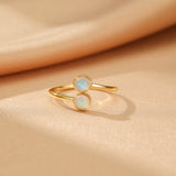 Bague Pierre de Lune Ajustable – Argent Plaqué Or pour Femme - Biloria