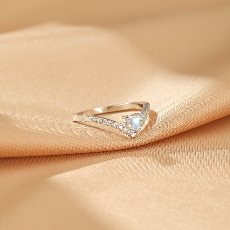 Bague Pierre de Lune Cœur Céleste Argent S925 - Biloria
