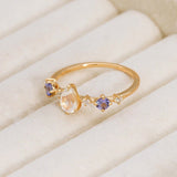 Bague Pierre de Lune et Tanzanite - Bijou Tendance Bureau - Biloria