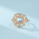 Bague Pierre de Lune Vintage – Argent Plaqué Or - Biloria