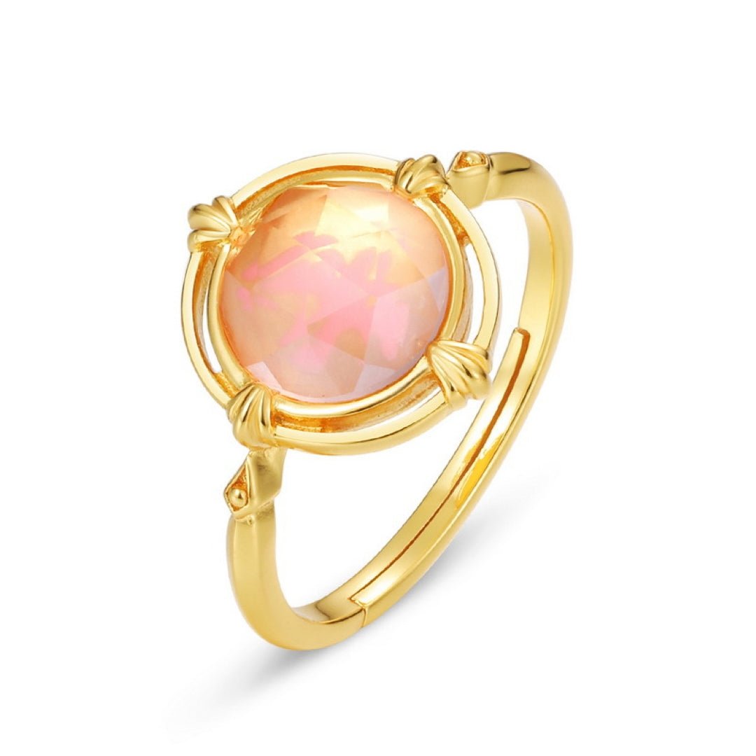Bague Quartz Rose Aura Radieuse Argent Plaqué Or 10K - Biloria