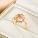 Bague Quartz Rose Aura Radieuse Argent Plaqué Or 10K - Biloria