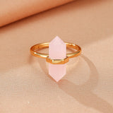Bague Quartz Rose Pointe Cristal – Argent Plaqué Or 10K - Biloria