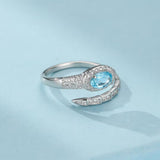Bague Serpent Topaze Bleue Argent 925 Bijou Mystique - Biloria