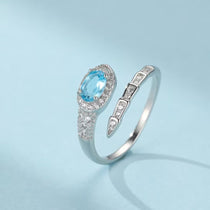Bague Serpent Topaze Bleue Argent 925 Bijou Mystique - Biloria