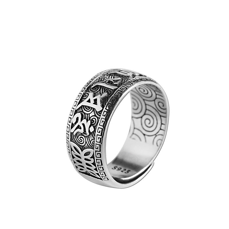 Bague Six Mantras Argent 925 Femme Homme Ajustable - Biloria