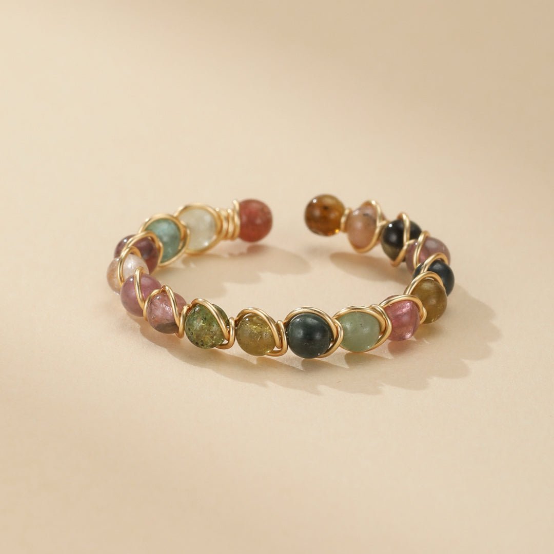 Bague Tourmaline Multicolore Plaqué Or 14k - Deux Modèles - Biloria