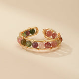 Bague Tourmaline Multicolore Plaqué Or 14k - Deux Modèles - Biloria