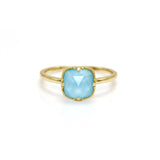 Bague Turquoise Argent Plaqué Or Protection Féminine Feng Shui - Biloria