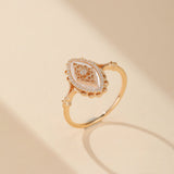 Bague vintage zircon et nacre argent plaqué or – Nostalgia - Biloria