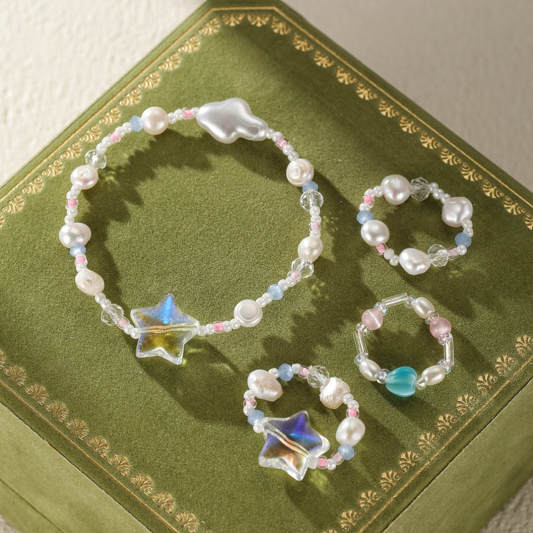 Bagues Enfant Perles Colorées – Triangle, Cœur, Étoile - Biloria