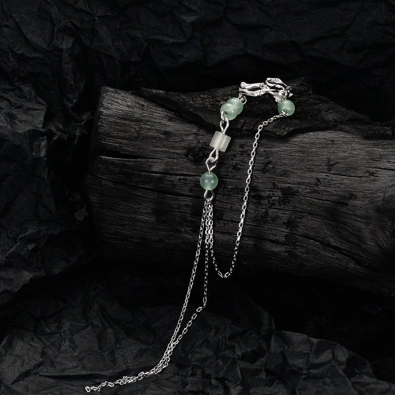 Boucle d'Oreille Aventurine et Bambou en Argent 925 – Sérénité - Biloria