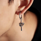 Boucle d'Oreille Homme Croix et Anneau Acier Inoxydable - Biloria