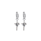 Boucle d'Oreille Homme Croix et Anneau Acier Inoxydable - Biloria