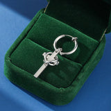 Boucle d'Oreille Homme Croix et Anneau Acier Inoxydable - Biloria