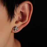 Boucle d'Oreille Homme Croix Magnétique Zircons Acier Inoxydable - Biloria