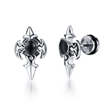 Boucle d'Oreille Homme Lame Sombre Acier Zircon Noir - Biloria