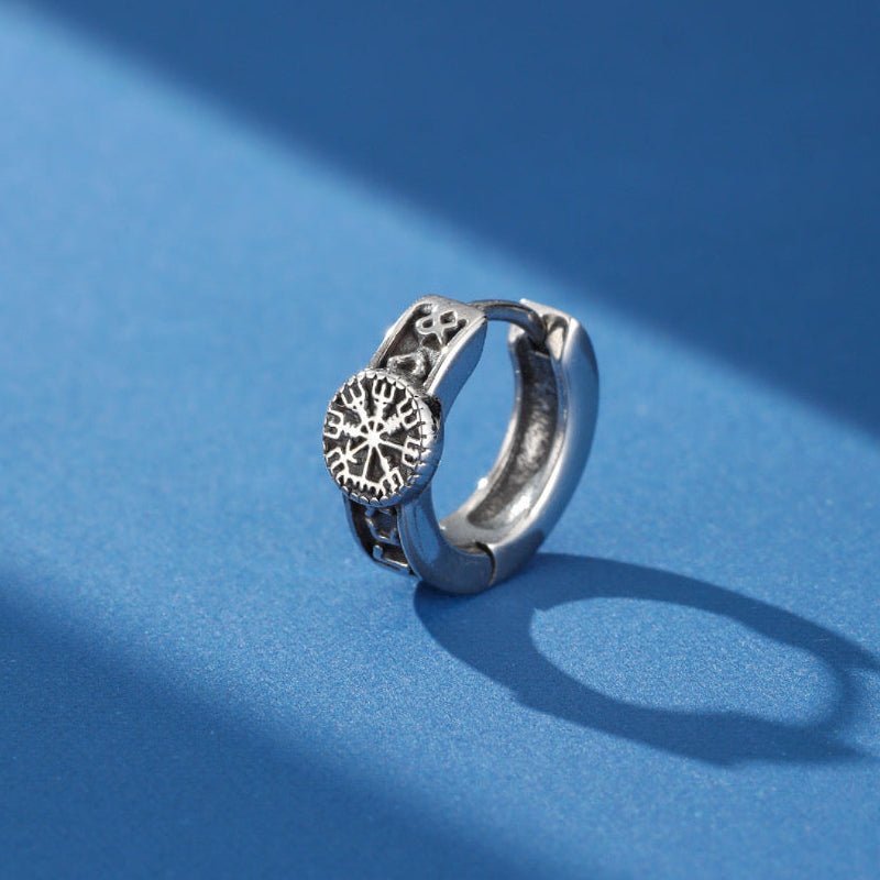Boucle d'Oreille Homme Viking Vegvísir - Boussole Spirituelle - Biloria