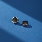 Boucle d'Oreille Magnétique Homme Motif Grec Noir - Biloria