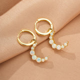 Boucle d'Oreille Opale Lune – Argent Plaqué Or 18K - Biloria