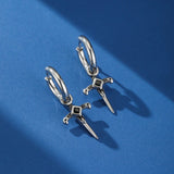 Boucle Oreille Homme Épée Acier Zircon - Biloria