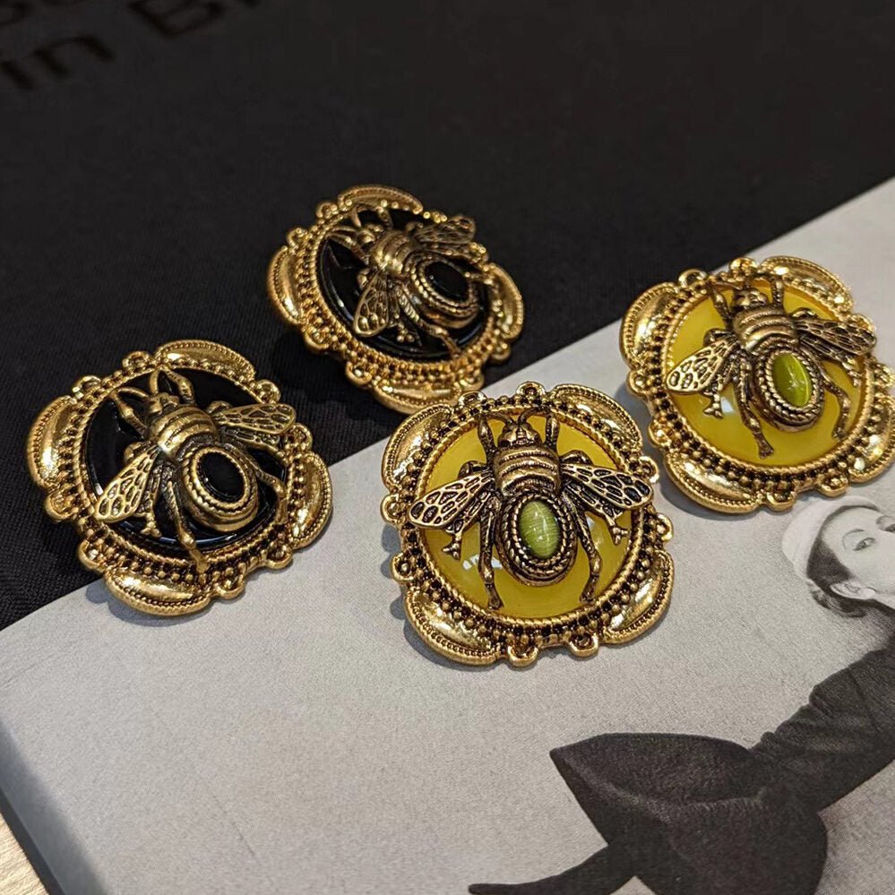 Boucles d'oreilles Agate Abeille Royale - Bijoux Nature et Vintage - Biloria