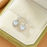 Boucles d'oreilles Aigue marine cœur Argent 925 - Biloria