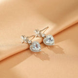 Boucles d'oreilles Aigue marine cœur Argent 925 - Biloria