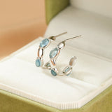 Boucles d'oreilles Aigue marine créoles Argent 925 – Calme et sérénité - Biloria