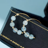 Boucles d'Oreilles Aigue Marine Laiton Or - Cadeau Féminin - Biloria