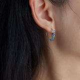Boucles d'Oreilles Aigue Marine Laiton Or - Cadeau Féminin - Biloria